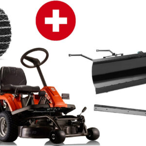 Husqvarna Frontmäher R 112C5 mit Mähdeck Combi 85 - Winterpaket mit Schneeschild, Gummileiste und Schneeketten